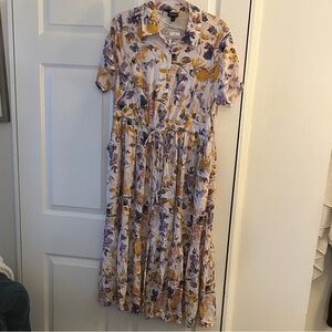 Torrid Purple and Yellow Floral Midi Dress